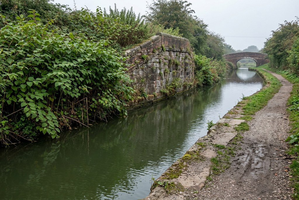 The garden meets a river, canal or railway bank